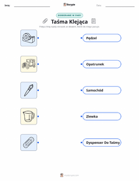 Drukowalny arkusz ćwiczeń Taśma klejąca dla dzieci