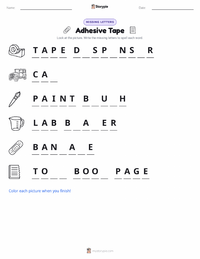 Adhesive Tape printable worksheet preview