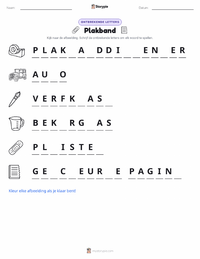 Plakband afdrukbare werkblad voorbeeld