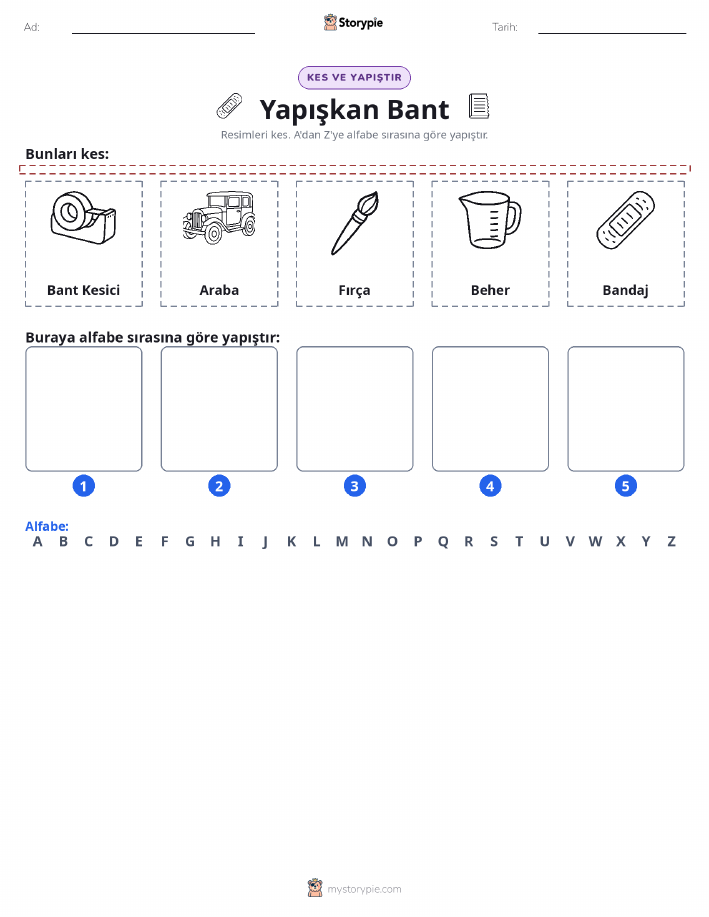 Kes & Yapıştır Alfabe