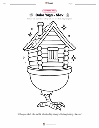 Trang tô màu Baba Yaga - Thần thoại Slav cho trẻ em
