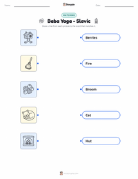 Baba Yaga - Slavic printable worksheet for kids