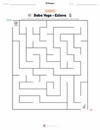 Vista previa de la hoja de trabajo imprimible de Baba Yaga - Eslava