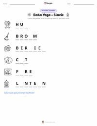 Baba Yaga - Slavic printable worksheet preview