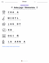 Podgląd drukowalnego arkusza ćwiczeń Baba Jaga - Słowiańska