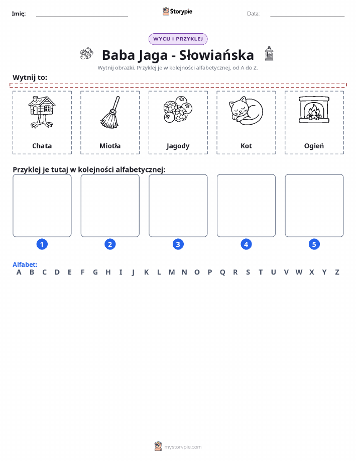 Wytnij i Wklej Alfabet