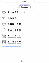 Aperçu de la feuille de travail imprimable Élastique