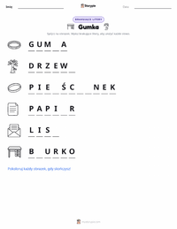 Podgląd drukowalnego arkusza ćwiczeń Gumka recepturka