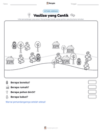 Prabaca lembar kerja cetak Vasilisa yang Cantik
