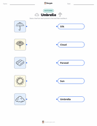 Umbrella printable worksheet for kids