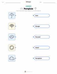 Feuille de travail imprimable Parapluie pour les enfants
