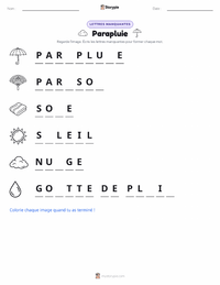 Aperçu de la feuille de travail imprimable Parapluie