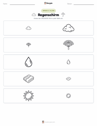 Regenschirm druckbare Arbeitsblatt Vorschau