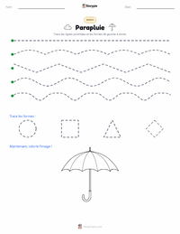 Aperçu de la feuille de travail imprimable Parapluie