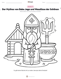 Der Mythos von Baba Jaga und Wassilissa der Schönen druckbare Arbeitsblatt Vorschau