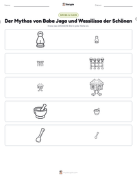 Der Mythos von Baba Jaga und Wassilissa der Schönen druckbare Arbeitsblatt Vorschau