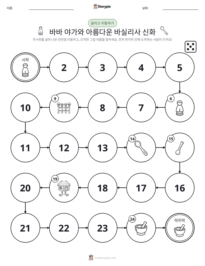 주사위 굴리고 이동하기 게임