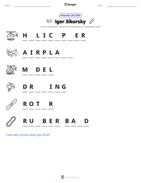 Igor Sikorsky printable worksheet preview