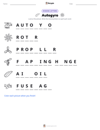 Autogyro printable worksheet preview