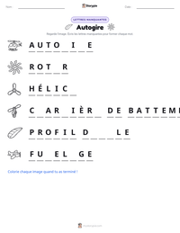 Aperçu de la feuille de travail imprimable Autogire