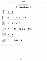 Aperçu de la feuille de travail imprimable Vis