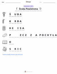 Podgląd drukowalnego arkusza ćwiczeń Śruba
