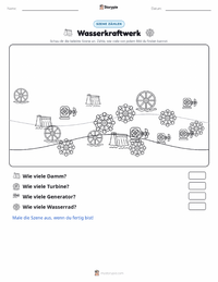 Wasserkraftwerk druckbare Arbeitsblatt Vorschau