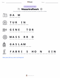 Wasserkraftwerk druckbare Arbeitsblatt Vorschau