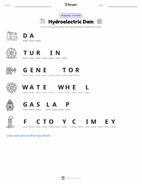 Hydroelectric Dam printable worksheet preview
