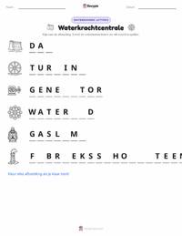 Waterkrachtcentrale afdrukbare werkblad voorbeeld