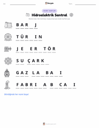 Hidroelektrik Barajı yazdırılabilir çalışma sayfası önizlemesi