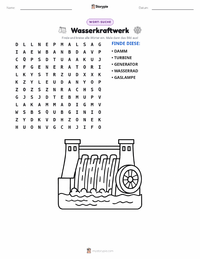 Wasserkraftwerk druckbare Arbeitsblatt Vorschau