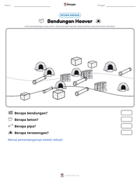 Prabaca lembar kerja cetak Bendungan Hoover