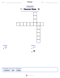 Hoover Dam printable worksheet preview