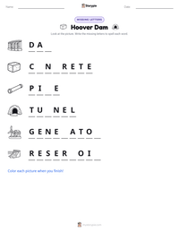 Hoover Dam printable worksheet preview