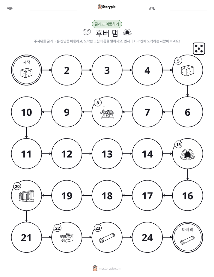 주사위 굴리고 이동하기 게임