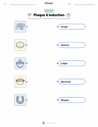 Feuille de travail imprimable Plaque de cuisson à induction pour les enfants