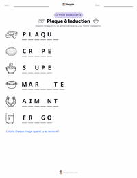 Aperçu de la feuille de travail imprimable Plaque de cuisson à induction
