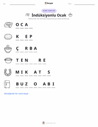 İndüksiyonlu Ocak yazdırılabilir çalışma sayfası önizlemesi