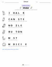 Inhaler printable worksheet preview
