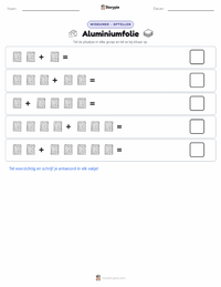 Aluminiumfolie afdrukbare werkblad voorbeeld