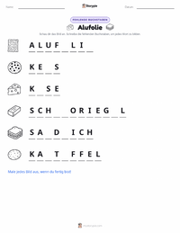 Aluminiumfolie druckbare Arbeitsblatt Vorschau