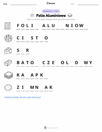 Podgląd drukowalnego arkusza ćwiczeń Folia aluminiowa