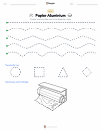 Aperçu de la feuille de travail imprimable Papier d'aluminium