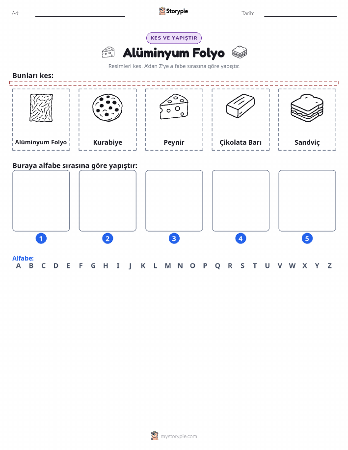 Kes & Yapıştır Alfabe