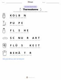Thermos druckbare Arbeitsblatt Vorschau