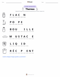 Aperçu de la feuille de travail imprimable Thermos