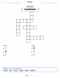 Anesthesia printable worksheet preview
