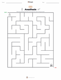 Anesthesia printable worksheet preview