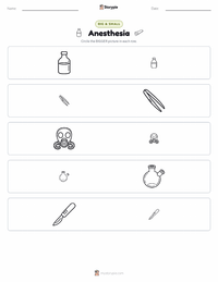Anesthesia printable worksheet preview